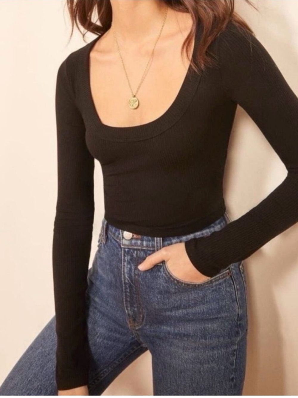 Reformation Paige Knit Long Sleeve Top